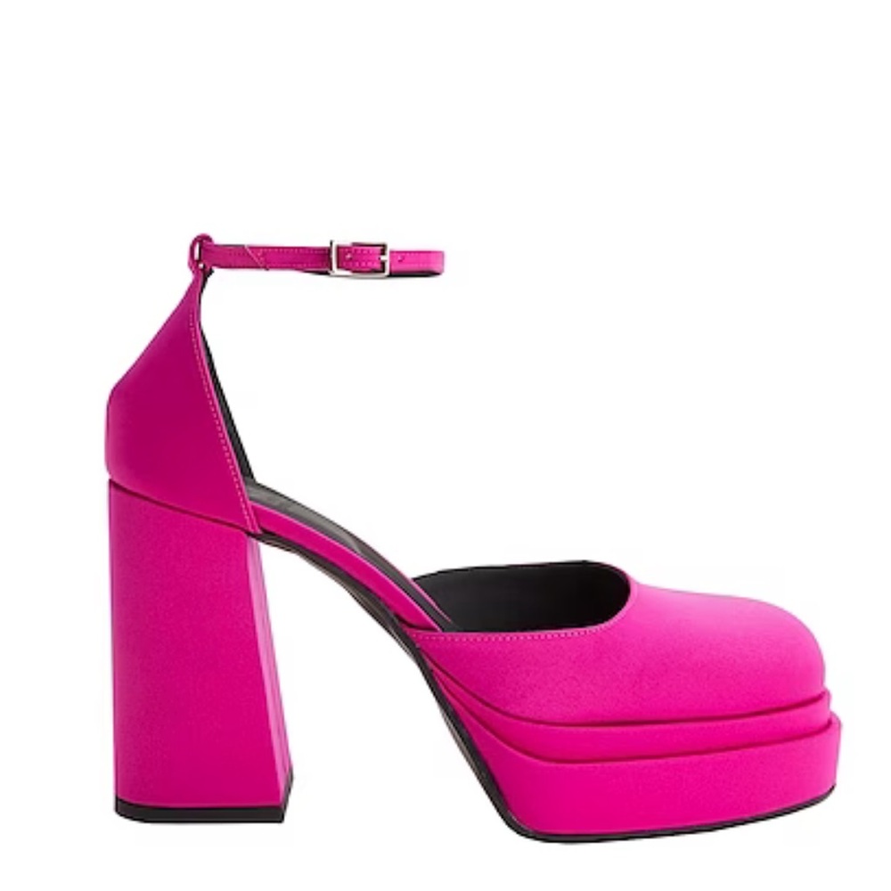 8 by Yoox NWT Pink Satin Platform Lace-up Block heel Pumps. Made in Italy. - Picture 3 of 15